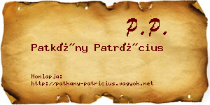 Patkány Patrícius névjegykártya